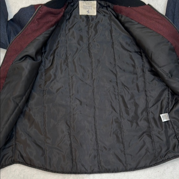 Native Youth Zip up Burgundy and Black Bomber Jacket - Picture 10 of 13